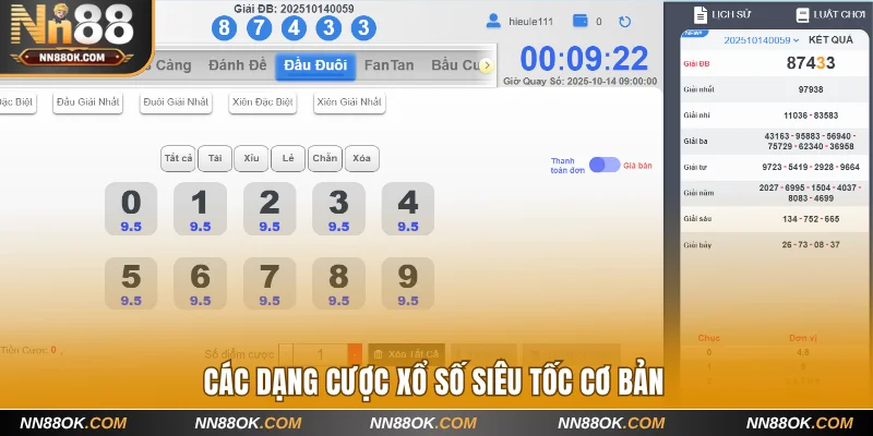 Các dạng cược xổ số siêu tốc cơ bản