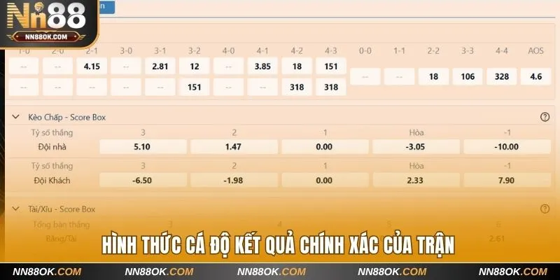 Hình thức cá độ kết quả chính xác của trận
