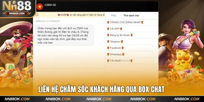 Liên hệ chăm sóc khách hàng qua box chat